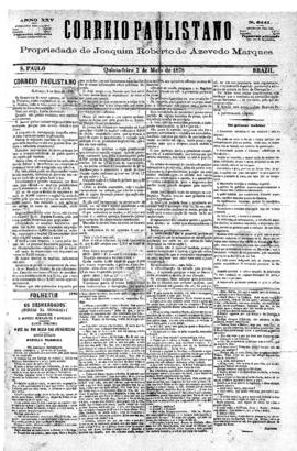 Correio paulistano [jornal], [s/n]. São Paulo-SP, 02 mai. 1878.