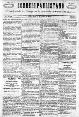 Correio paulistano [jornal], [s/n]. São Paulo-SP, 23 jul. 1878.