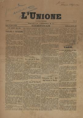 L´ Unione [jornal], a. 1, n. 2. Campinas-SP, 05 ago. 1894.