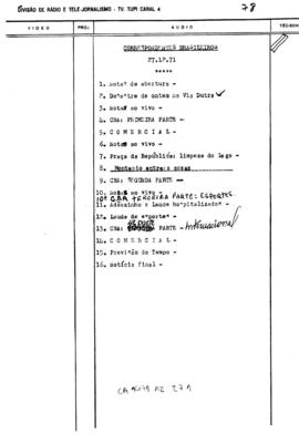 TV Tupi [emissora]. Correspondentes Brasileiros Associados [programa]. Roteiro [televisivo], 27 dez. 1971.