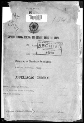 Processo... [apelação criminal], nª 1009/1927. [São Paulo-SP?], 1927. v. 32