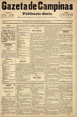 Gazeta de Campinas [jornal], a. 10, n. 1733. Campinas-SP, 27 set. 1879.