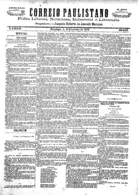 Correio paulistano [jornal], [s/n]. São Paulo-SP, 06 fev. 1876.