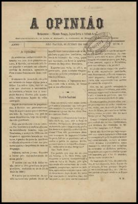A Opinião [jornal], a. 1, n. 3. São Paulo-SP, 28 jun. 1889.