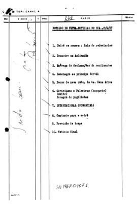 TV Tupi [emissora]. Ultra Notícias [programa]. Roteiro [televisivo], 07 abr. 1967.