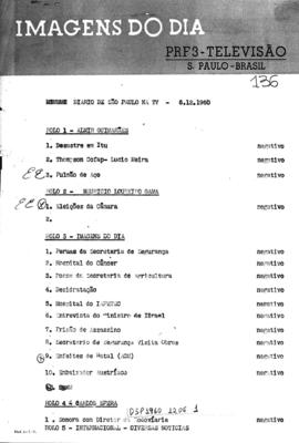 TV Tupi [emissora]. Diário de São Paulo na T.V. [programa]. Roteiro [televisivo], 06 dez. 1960.