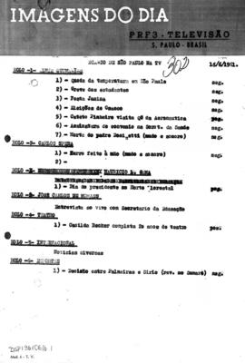 TV Tupi [emissora]. Diário de São Paulo na T.V. [programa]. Roteiro [televisivo], 16 jun. 1961.