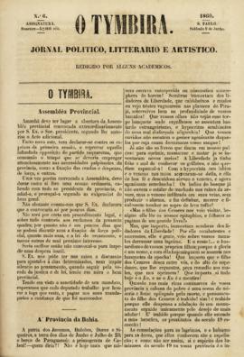 O Tymbira [jornal], n. 6. São Paulo-SP, 09 jun. 1860.