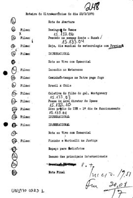TV Tupi [emissora]. Ultra Notícias [programa]. Roteiro [televisivo], 23 mar. 1970.