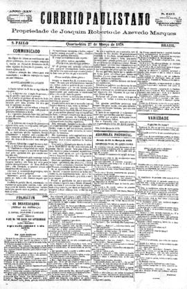 Correio paulistano [jornal], [s/n]. São Paulo-SP, 27 mar. 1878.