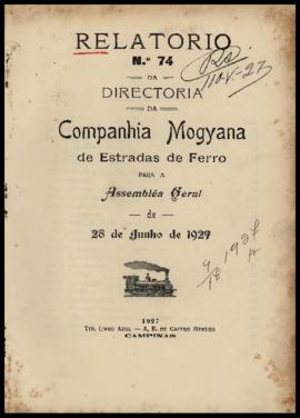 Relatório…, nº 074, 1926. Criador(a): Companhia Mogiana de Estradas de Ferro. Campinas-SP: Typ.  ...