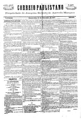 Correio paulistano [jornal], [s/n]. São Paulo-SP, 12 dez. 1877.