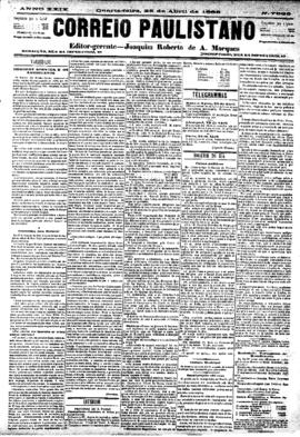 Correio paulistano [jornal], [s/n]. São Paulo-SP, 25 abr. 1883.