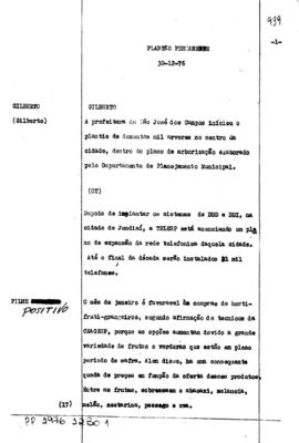 TV Tupi [emissora]. Plantão Permanente [programa]. Roteiro [televisivo], 30 dez. 1976.