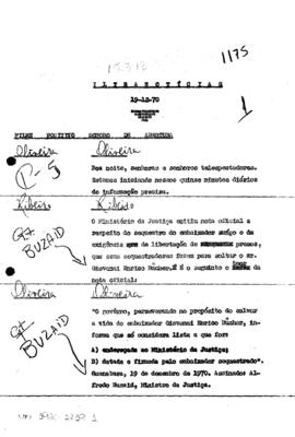 TV Tupi [emissora]. Ultra Notícias [programa]. Roteiro [televisivo], 19 dez. 1970.