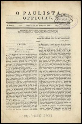 O Paulista official [jornal], n. 331. São Paulo-SP, 18 mar. 1837.