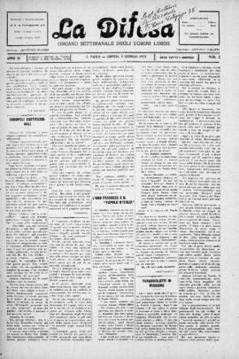 La Difesa [jornal], a. 3, n. 2. São Paulo-SP, 01 jan. 1925.