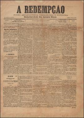 A Redempção [jornal], a. 1, n. 90. São Paulo-SP, 24 nov. 1887.