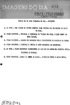 TV Tupi [emissora]. Revista Feminina [programa]. Roteiro [televisivo], 04 set. 1963.