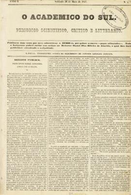 O Academico do Sul [jornal], a. 1, n. 5. São Paulo-SP, 30 mai. 1857.