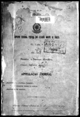 Processo... [apelação criminal], nª 1009/1927. [São Paulo-SP?], 1927. v. 27