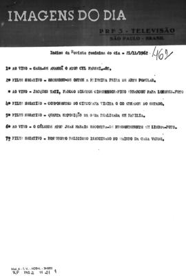 TV Tupi [emissora]. Revista Feminina [programa]. Roteiro [televisivo], 21 nov. 1962.