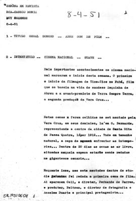 TV Tupi [emissora]. Semana em Revista [programa]. Roteiro [televisivo], 08 abr. 1951.