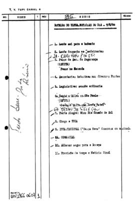 TV Tupi [emissora]. Ultra Notícias [programa]. Roteiro [televisivo], 07 jun. 1966.
