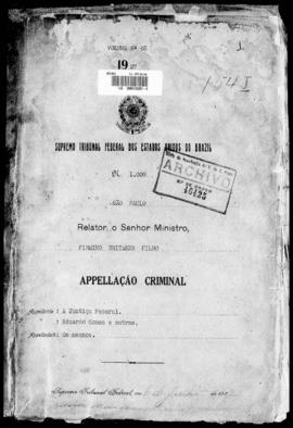 Processo... [apelação criminal], nª 1009/1927. [São Paulo-SP?], 1927. v. 65