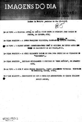 TV Tupi [emissora]. Revista Feminina [programa]. Roteiro [televisivo], 13 set. 1961.