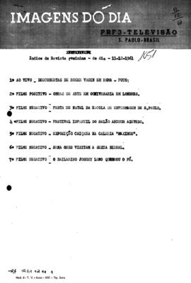 TV Tupi [emissora]. Revista Feminina [programa]. Roteiro [televisivo], 11 dez. 1961.