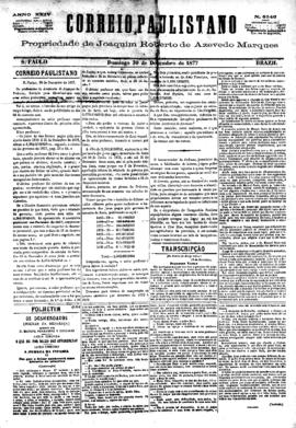 Correio paulistano [jornal], [s/n]. São Paulo-SP, 30 dez. 1877.