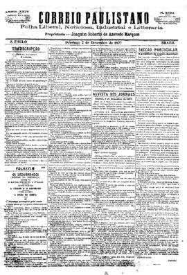 Correio paulistano [jornal], [s/n]. São Paulo-SP, 02 dez. 1877.