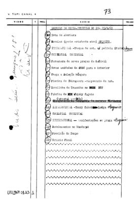 TV Tupi [emissora]. Ultra Notícias [programa]. Roteiro [televisivo], 23 jan. 1969.