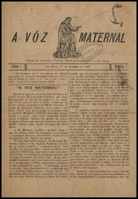 A Vóz maternal [jornal], a. 1, n. 1. São Paulo-SP, 01 dez. 1903.