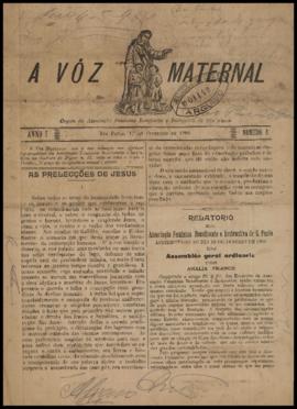 A Vóz maternal [jornal], a. 1, n. 3. São Paulo-SP, 01 fev. 1904.