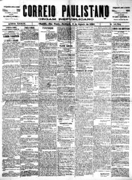 Correio paulistano [jornal], [s/n]. São Paulo-SP, 08 ago. 1892.