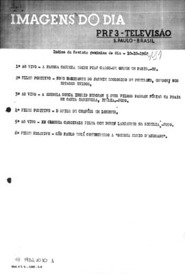 TV Tupi [emissora]. Revista Feminina [programa]. Roteiro [televisivo], 10 out. 1962.