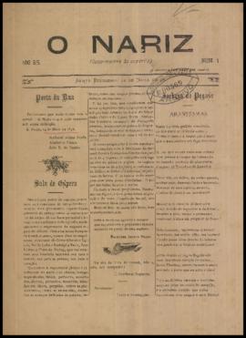O Nariz [jornal], n. 1. São Paulo-SP, 14 mai. 1893.