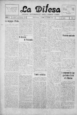 La Difesa [jornal], a. 2, n. 28. São Paulo-SP, 16 jun. 1924.
