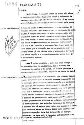 TV Tupi [emissora]. Jornal Novas [programa]. Roteiro [televisivo], 02 ago. 1976.