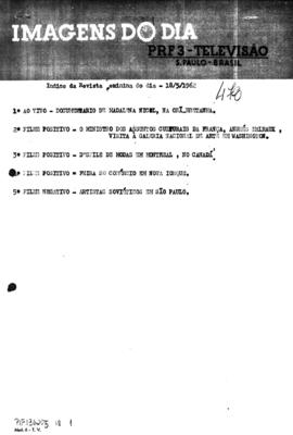 TV Tupi [emissora]. Revista Feminina [programa]. Roteiro [televisivo], 18 mai. 1962.