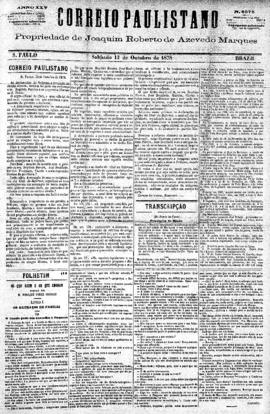 Correio paulistano [jornal], [s/n]. São Paulo-SP, 12 out. 1878.