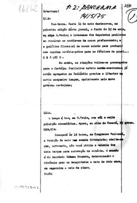TV Tupi [emissora]. Jornal Panorama [programa]. Roteiro [televisivo], 14 mai. 1975.
