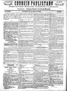 Correio paulistano [jornal], [s/n]. São Paulo-SP, 18 ago. 1876.