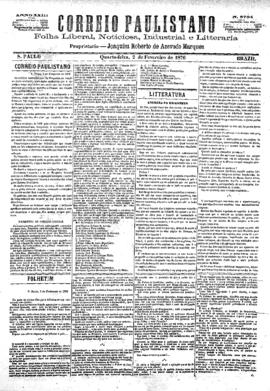 Correio paulistano [jornal], [s/n]. São Paulo-SP, 02 fev. 1876.