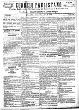 Correio paulistano [jornal], [s/n]. São Paulo-SP, 15 dez. 1876.