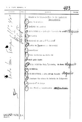 TV Tupi [emissora]. Ultra Notícias [programa]. Roteiro [televisivo], 31 jan. 1969.