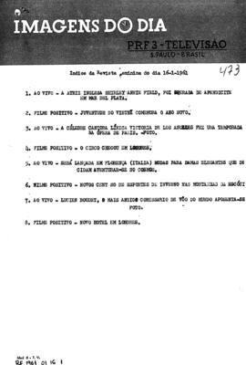 TV Tupi [emissora]. Revista Feminina [programa]. Roteiro [televisivo], 16 jan. 1961.
