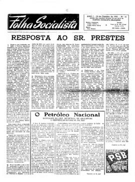 Folha socialista [jornal], a. 1, n. 14. São Paulo-SP, 20 out. 1948.